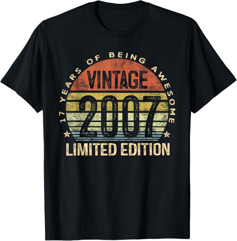 100% Cotton 17 Year Old Gifts Vintage 2007 Limited Edition 17th Birthday T-Shirt Hoodie, Sweatshirt | WearSparks.com