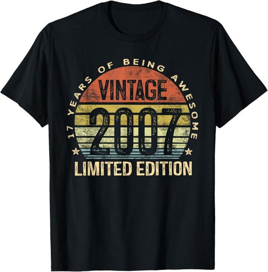 100% Cotton 17 Year Old Gifts Vintage 2007 Limited Edition 17th Birthday T-Shirt Hoodie, Sweatshirt | WearSparks.com