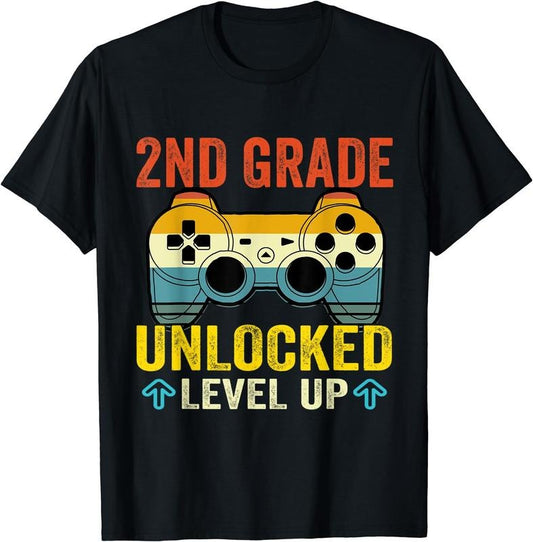 [100% Cotton]2nd Grade Unlocked Level Up Video Gamer Back To School T-Shirt Hoodie, Sweatshirt | WearSparks.com