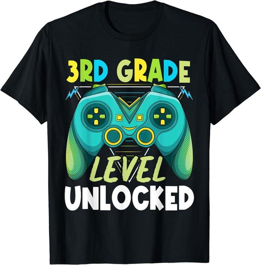 [100% Cotton]3rd Grade Level Unlocked First Day Back To School Kids Boys T-Shirt Hoodie, Sweatshirt | WearSparks.com