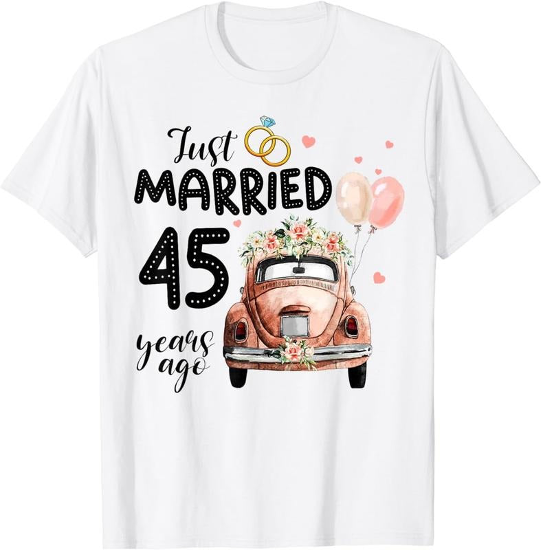 [100% Cotton]45th Wedding Anniversary Shirt - Just Married 45 Years Ago T-Shirt Hoodie, Sweatshirt | WearSparks.com