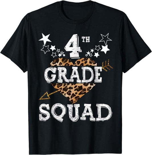 [100% Cotton]4th Grade Squad Star Team Leopard Teacher Crew Student T-Shirt Hoodie, Sweatshirt | WearSparks.com