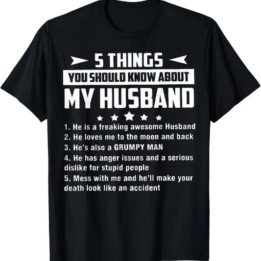 100% Cotton 5 Things You Should Know About My Husband T Shirt T-Shirt Hoodie, Sweatshirt | WearSparks.com
