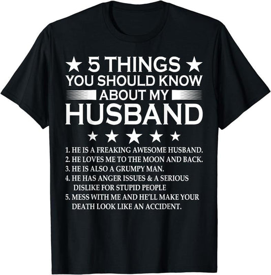 [100% Cotton]5 Things you Should know about my Husband Marriage T-Shirt Hoodie, Sweatshirt | WearSparks.com
