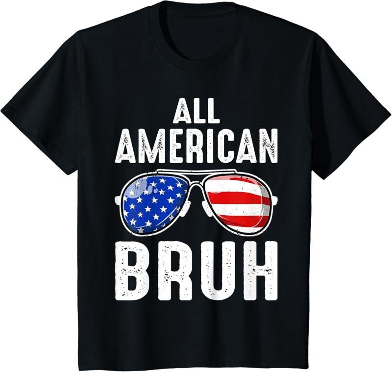 [100% Cotton]All American Bruh 4th Of July Boys Patriotic Teens Kids T-Shirt Hoodie, Sweatshirt | WearSparks.com