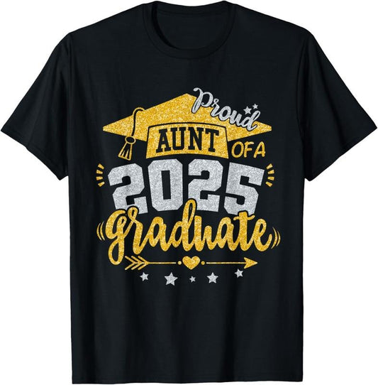 100% Cotton Auntie Senior 2025 Proud Aunt of a Class of 2025 Graduate T-Shirt Hoodie, Sweatshirt | WearSparks.com