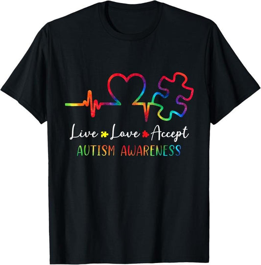 100% Cotton Autism Awareness Men Women  Live Love Accept Tie Dye T-Shirt Hoodie, Sweatshirt | WearSparks.com