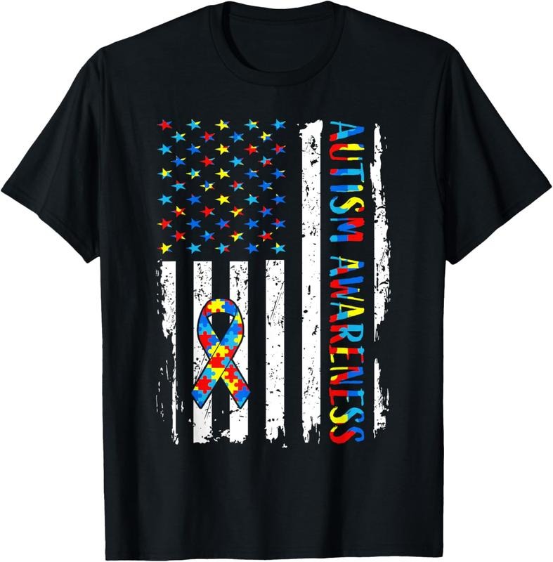 100% Cotton Autism Awareness Mom Dad USA flag Autistic Awareness Autism T-Shirt Hoodie, Sweatshirt | WearSparks.com