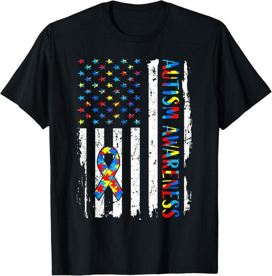 100% Cotton Autism Awareness Mom Dad USA flag Autistic Awareness Autism T-Shirt Hoodie, Sweatshirt | WearSparks.com