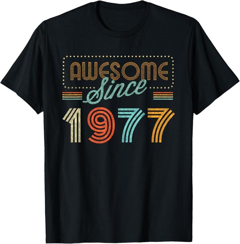 100% Cotton Awesome Since 1977 Year Of Birth Birthday T-Shirt Hoodie, Sweatshirt | WearSparks.com