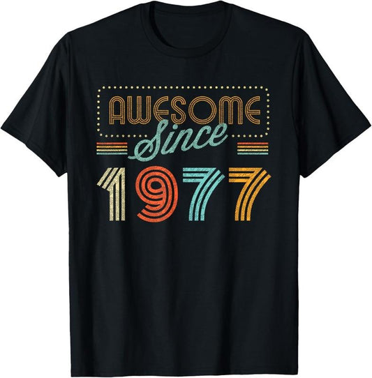 100% Cotton Awesome Since 1977 Year Of Birth Birthday T-Shirt Hoodie, Sweatshirt | WearSparks.com