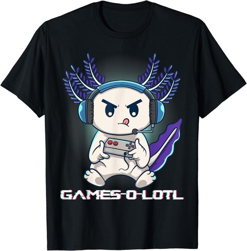 [100% Cotton]Axolotl Playing Console Video Games Gamesolotl Gaming T-Shirt Hoodie, Sweatshirt | WearSparks.com
