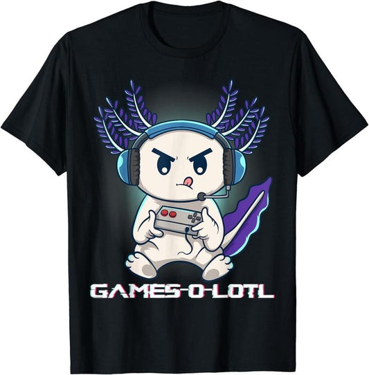 [100% Cotton]Axolotl Playing Console Video Games Gamesolotl Gaming T-Shirt Hoodie, Sweatshirt | WearSparks.com