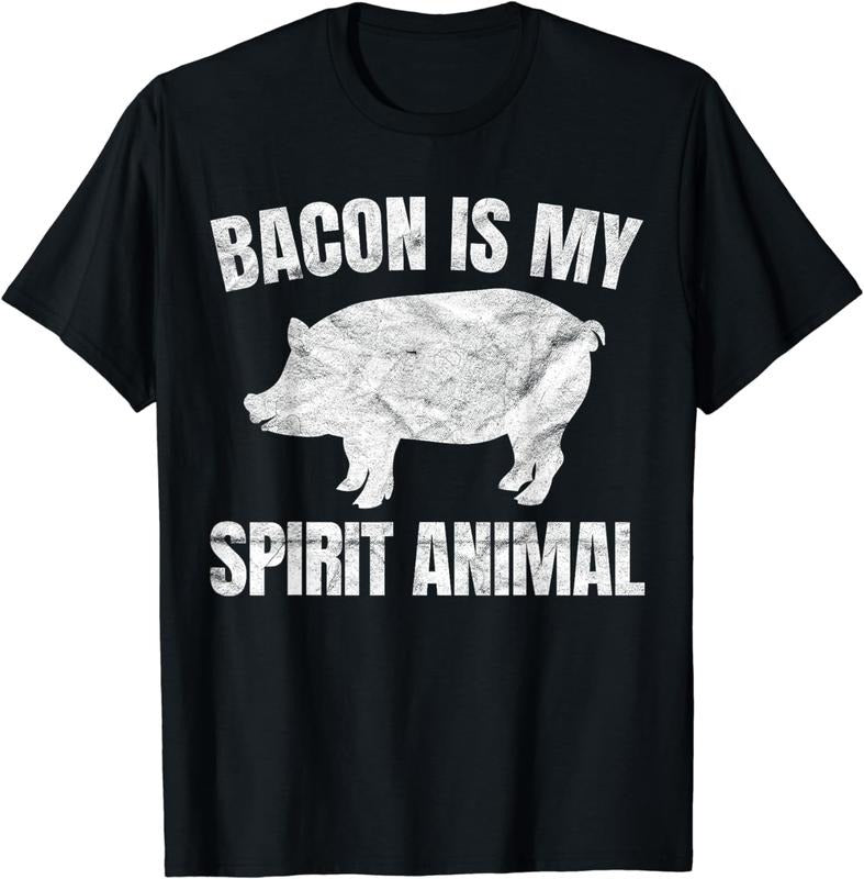 [100% Cotton]Bacon Is My Spirit Animal Gift Retro BBQ Costume Pork Grill T-Shirt Hoodie, Sweatshirt | WearSparks.com