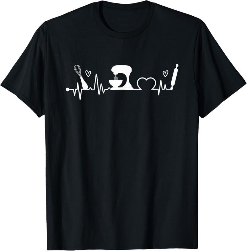 100% Cotton Baking Heartbeat Baker Bakery Owner Pastry Chef T-Shirt Hoodie, Sweatshirt | WearSparks.com