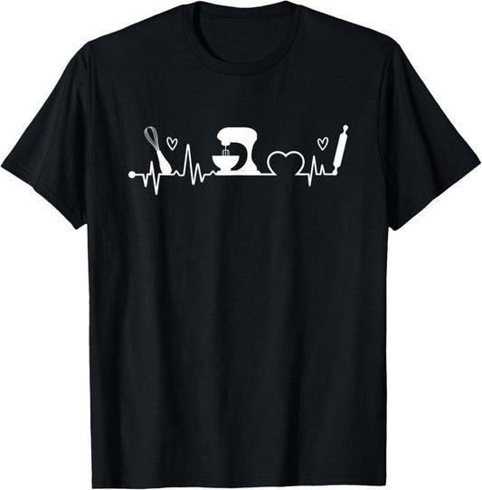 100% Cotton Baking Heartbeat Baker Bakery Owner Pastry Chef T-Shirt Hoodie, Sweatshirt | WearSparks.com