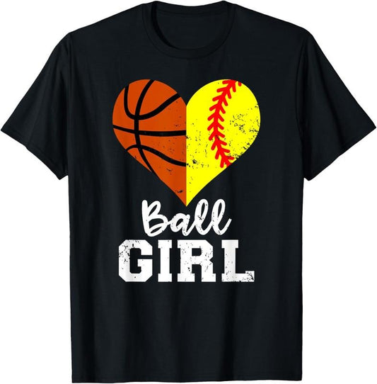 100% Cotton Ball Girl Heart Funny Softball Basketball Girl T-Shirt Hoodie, Sweatshirt | WearSparks.com