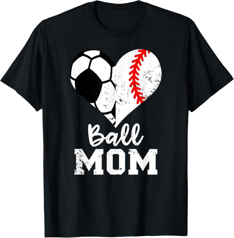 100% Cotton Ball Mom Heart Funny Baseball Soccer Mom T-Shirt Hoodie, Sweatshirt | WearSparks.com