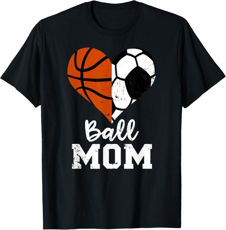 100% Cotton Ball Mom Heart Funny Soccer Basketball Mom T-Shirt Hoodie, Sweatshirt | WearSparks.com