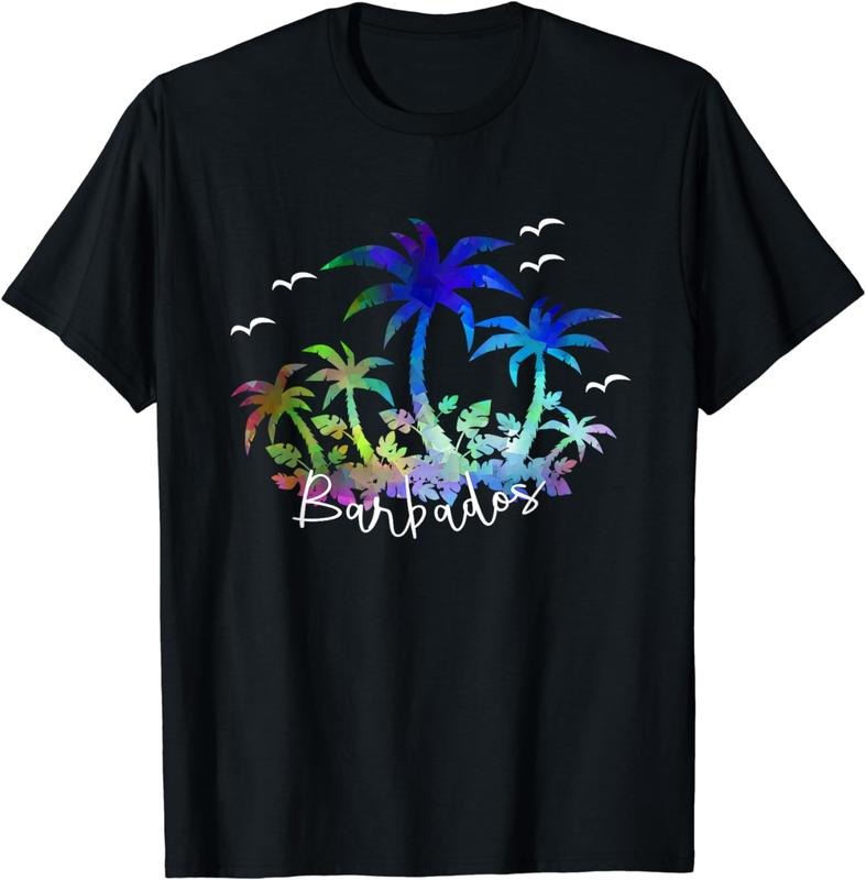 [100% Cotton]Barbados, Caribbean - Souvenir Palms and Seagull T-Shirt Hoodie, Sweatshirt | WearSparks.com