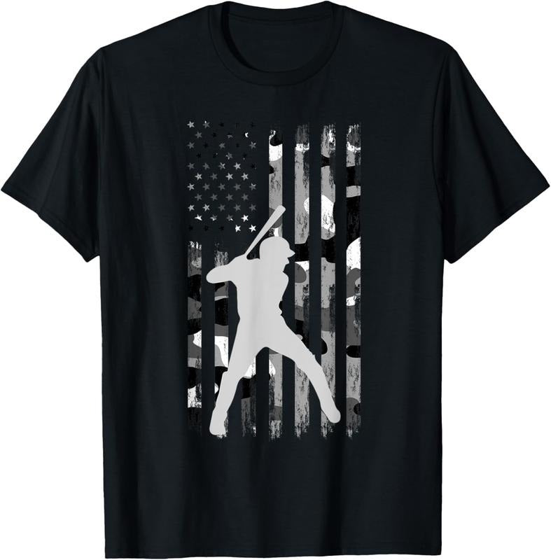 100% Cotton Baseball Player Gifts Teens Boys Men American Flag USA Camo T-Shirt Hoodie, Sweatshirt | WearSparks.com