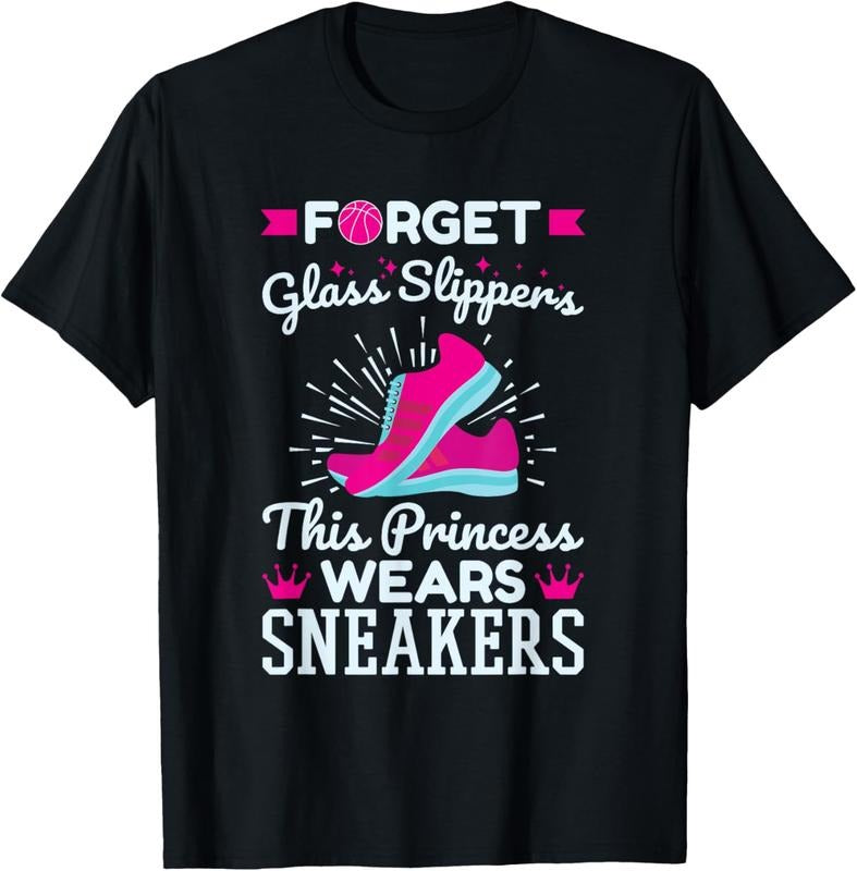 100% Cotton Basketball Player Women Girls Princess Wears Sneakers T-Shirt Hoodie, Sweatshirt | WearSparks.com