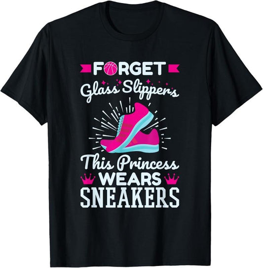 100% Cotton Basketball Player Women Girls Princess Wears Sneakers T-Shirt Hoodie, Sweatshirt | WearSparks.com