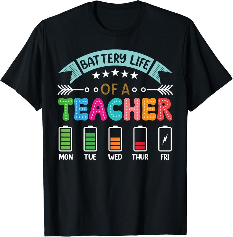 100% Cotton Battery Life Teacher School Battery Life Of A Teacher T-Shirt Hoodie, Sweatshirt | WearSparks.com