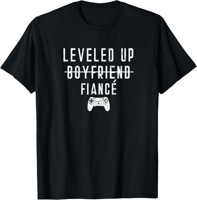 100% Cotton Boyfriend To Fiance Level Leveled Leveling Up Video Game T-Shirt Hoodie, Sweatshirt | WearSparks.com