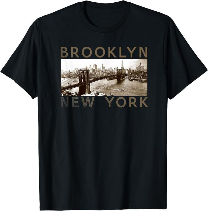 [100% Cotton]Brooklyn Bridge T Shirt Retro Vintage New York Photo Design Hoodie, Sweatshirt | WearSparks.com