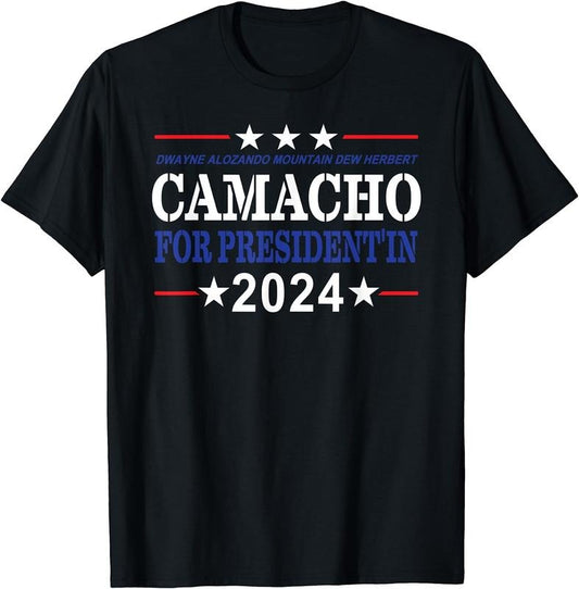 [100% Cotton]CAMACHO FOR PRESIDENT'IN 2024 Presidential Election Humor T-Shirt Hoodie, Sweatshirt | WearSparks.com