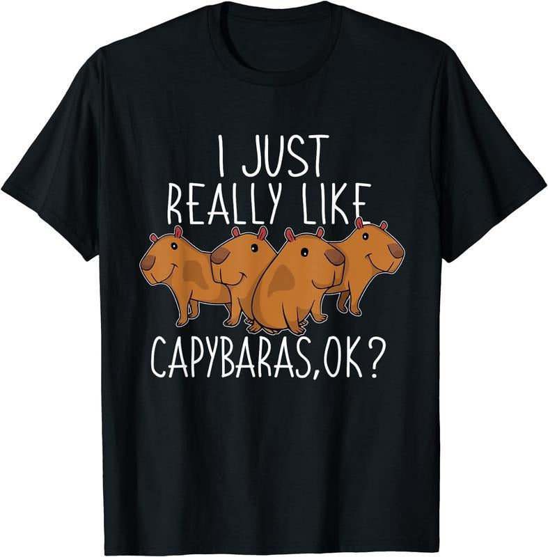 [100% Cotton]Capybara Lover Kids Women Cute Capybara T-Shirt Black Tee Hoodie, Sweatshirt | WearSparks.com