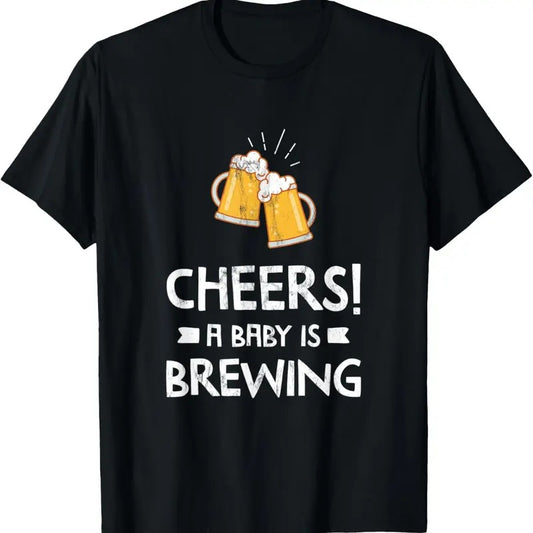 100% Cotton Cheers A  Is Brewing Funny Expectant Dad Beer T-shirt Hoodie, Sweatshirt | WearSparks.com