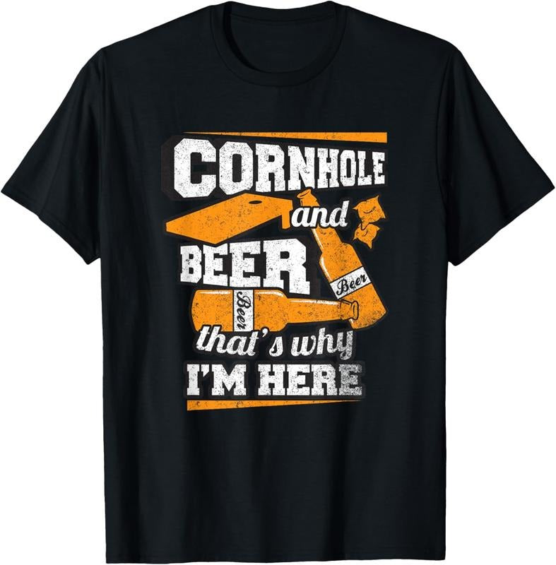 100% Cotton Cornhole And Beer That's Why I'm Here Funny Cornhole T-Shirt T-Shirt Hoodie, Sweatshirt | WearSparks.com