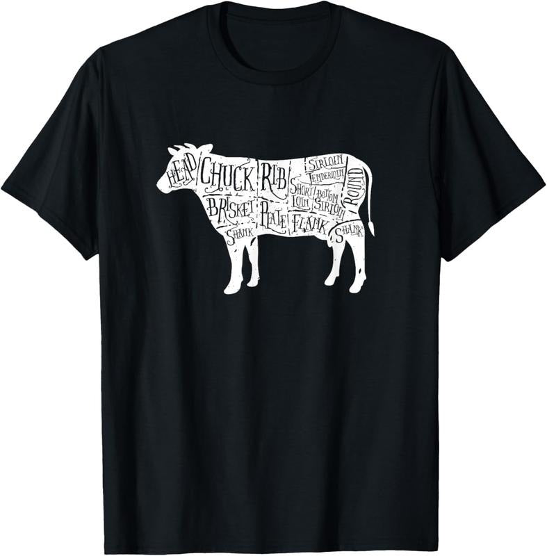 100% Cotton Cow Butcher Tees - Beef Cuts Diagram T-Shirt T-Shirt Hoodie, Sweatshirt | WearSparks.com