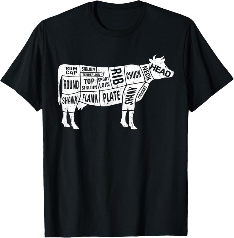 100% Cotton Cow Butcher Tees, Beef Cuts Diagram BBQ meat cuts T-Shirt Hoodie, Sweatshirt | WearSparks.com