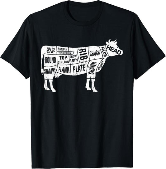 100% Cotton Cow Butcher Tees, Beef Cuts Diagram BBQ meat cuts T-Shirt Hoodie, Sweatshirt | WearSparks.com