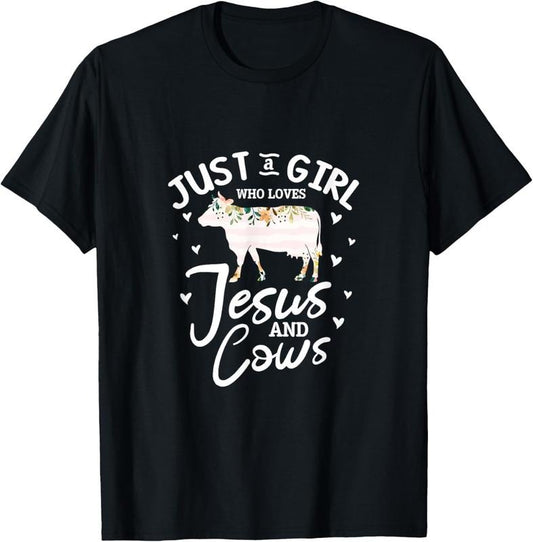 100% Cotton Cow Jesus Christian Just A Girl Who Loves Jesus and Cows T-Shirt Hoodie, Sweatshirt | WearSparks.com