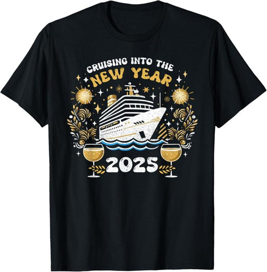 100% Cotton Cruising Into The New Year 2025 Family New Year Trip 2025 T-Shirtstyle{n002}2 T-Shirts, Hoodie, Sweatshirt