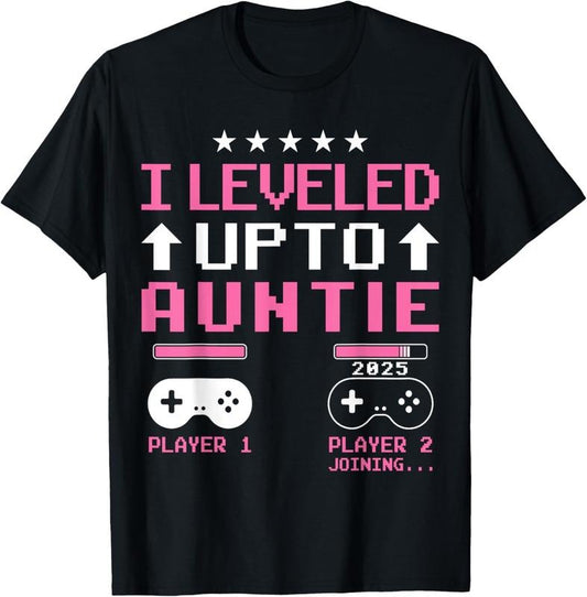 100% Cotton Cute I Leveled Up to Aunt 2025 Promoted to Auntie 2025 Gamer T-Shirt Hoodie, Sweatshirt | WearSparks.com