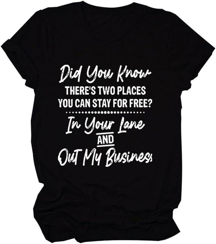[100% Cotton]Did You Know There are Two Places Letter Printed Graphic Shirts Casual Short Sleeve T Shirts Gift Hoodie,...