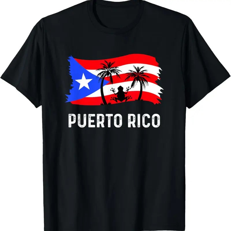 100% Cotton Distressed Style Puerto Rico Frog Puerto Rico T-Shirt Hoodie, Sweatshirt | WearSparks.com