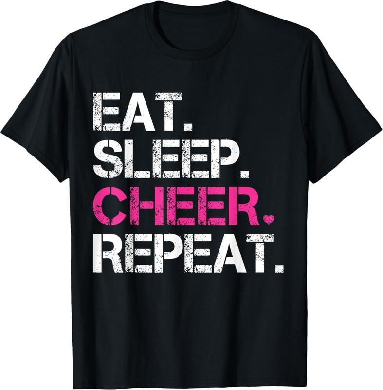 100% Cotton Eat Sleep Cheer Repeat Cheerleading TShirt Cheerleader Gifts T-Shirt Hoodie, Sweatshirt | WearSparks.com