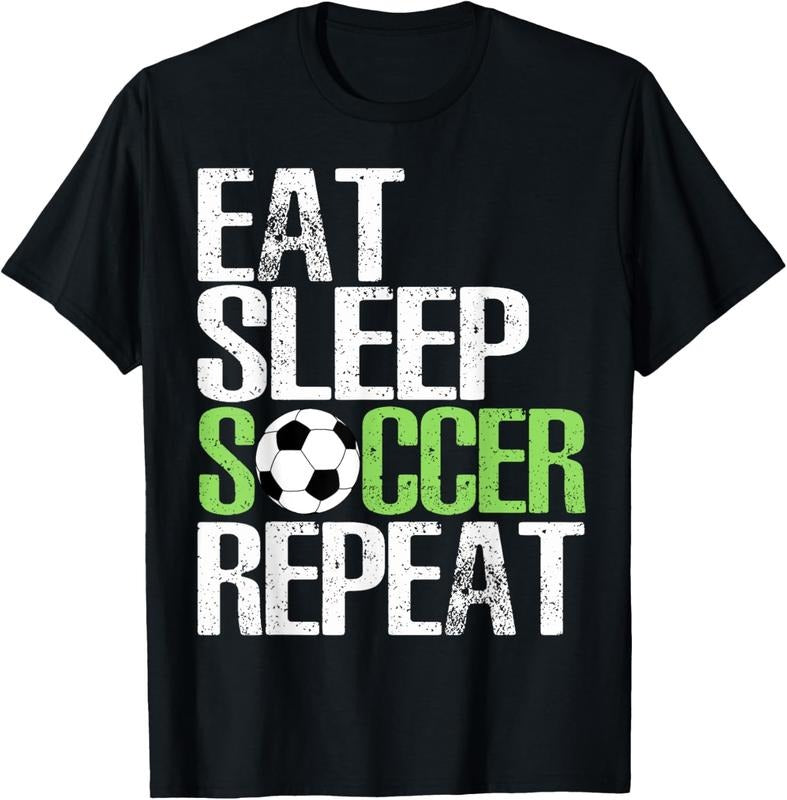 100% Cotton Eat Sleep Soccer Repeat Cool Sport Player Gift T-Shirt Hoodie, Sweatshirt | WearSparks.com