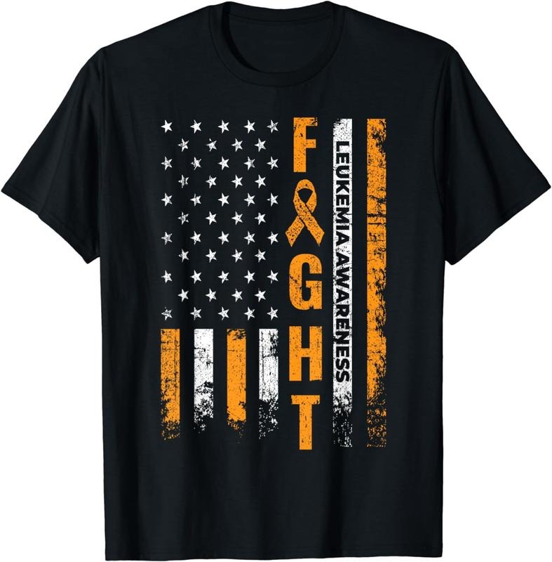 [100% Cotton]Fight USA Flag Leukemia Awareness Cancer Survivor Gift T-Shirt Hoodie, Sweatshirt | WearSparks.com
