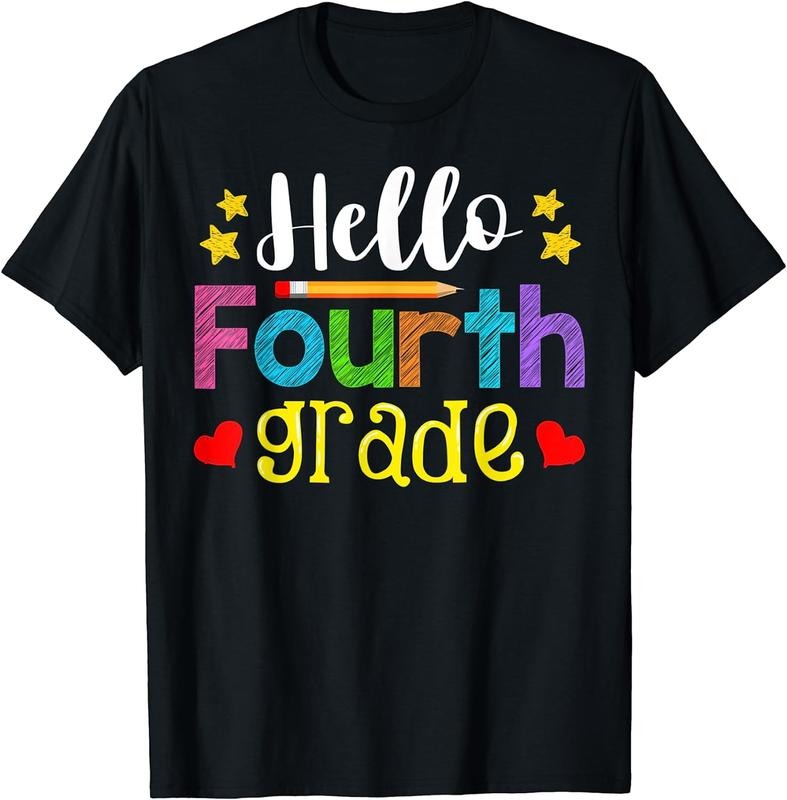 [100% Cotton]Fourth Grade Hello Back To School First Day Student T-Shirt Hoodie, Sweatshirt | WearSparks.com