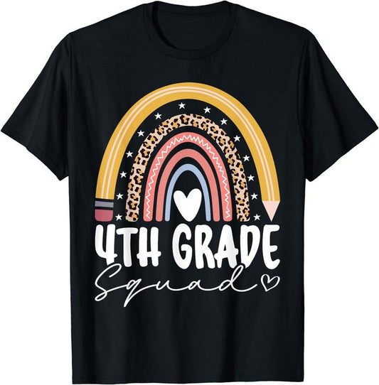 [100% Cotton]Fourth Grade Squad 4th Grade Team Retro First Day of School T-Shirt Hoodie, Sweatshirt | WearSparks.com