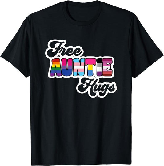 [100% Cotton]Free Auntie Hugs LGBT Pride LGBTQ Gay Pride Transgender Bi T-Shirt Hoodie, Sweatshirt | WearSparks.com