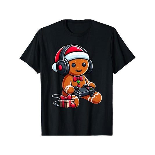 100% Cotton Funny Christmas Gamer Gingerbread Xmas Gaming Men, 180g Men'S Gingerbread Gamer Christmas T-Shirt - 100%...