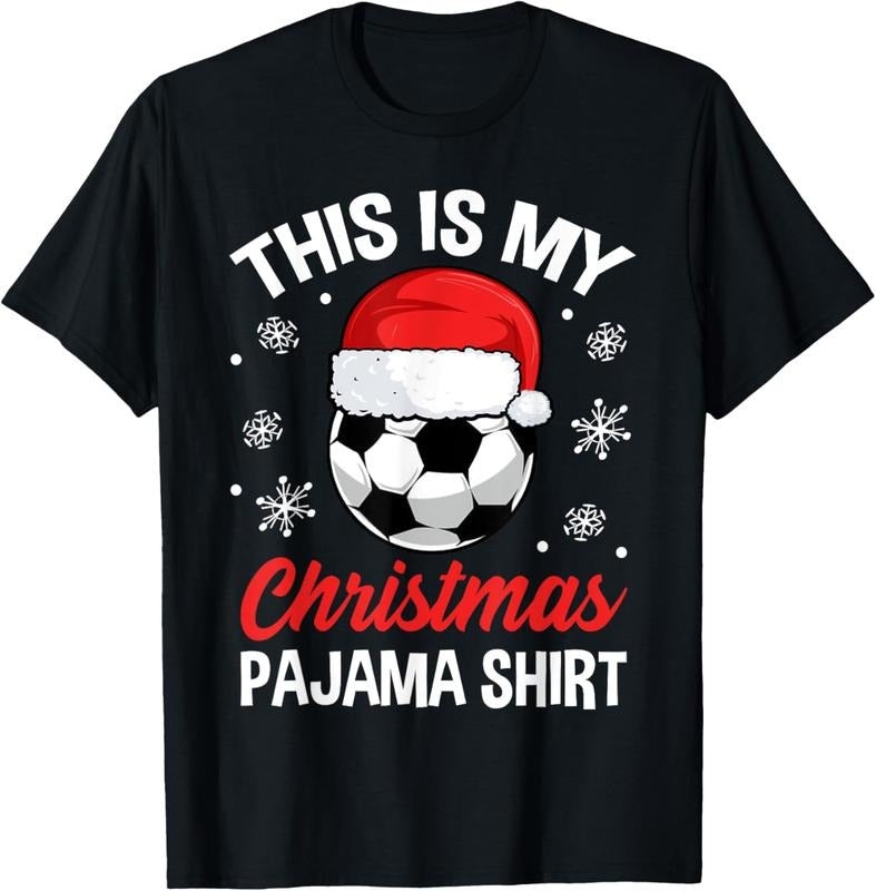 100% Cotton Funny Christmas Soccer Ball Pajama Pj Outfit Men Women T-Shirt Hoodie, Sweatshirt | WearSparks.com